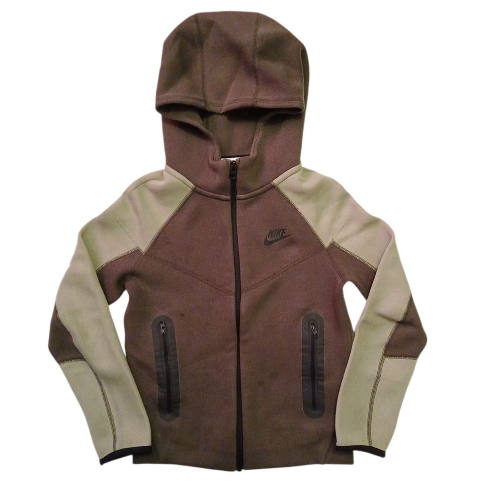 Nike‎ Sportswear Olive Tech Fleece Kids' (Boys') Full-Zip Hoodie SMALL